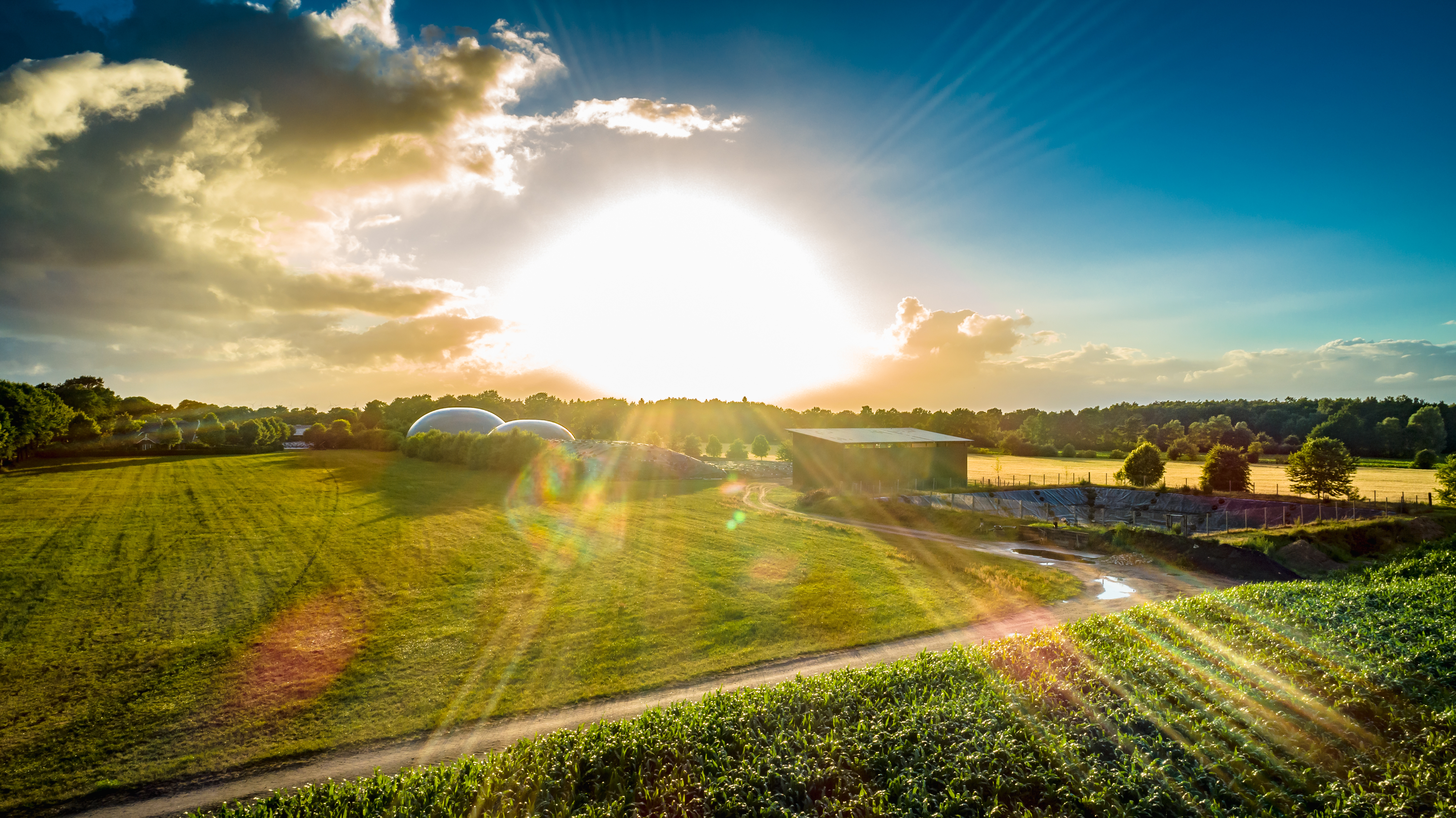 Biogas plant in sunlight